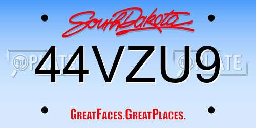 44VZU9 South Dakota License Plate