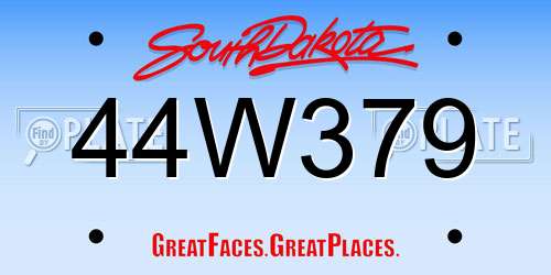 44W379 South Dakota License Plate