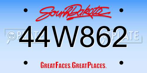44W862 South Dakota License Plate