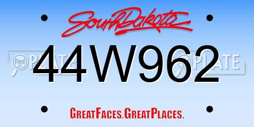 44W962 South Dakota License Plate