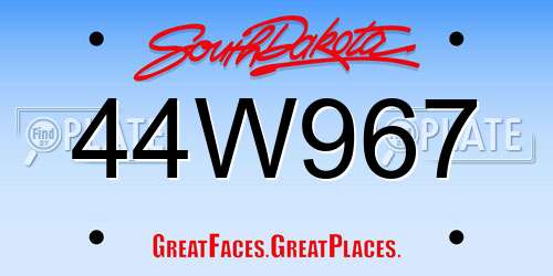 44W967 South Dakota License Plate