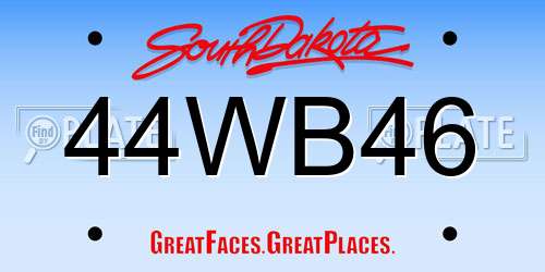 44WB46 South Dakota License Plate