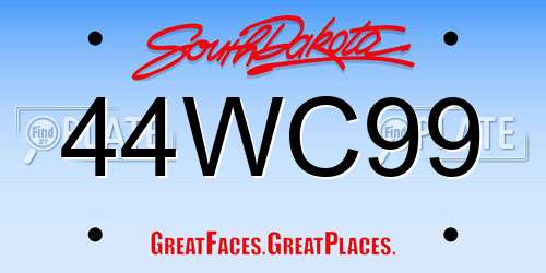 44WC99 South Dakota License Plate