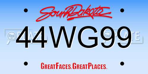 44WG99 South Dakota License Plate