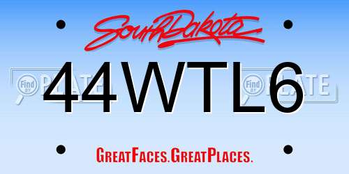 44WTL6 South Dakota License Plate