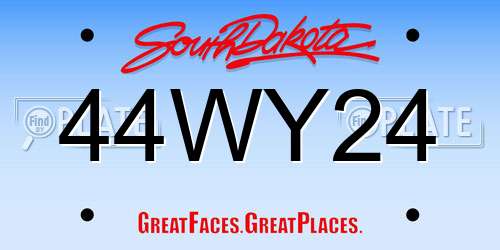 44WY24 South Dakota License Plate