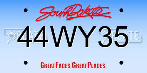 44WY35 South Dakota License Plate