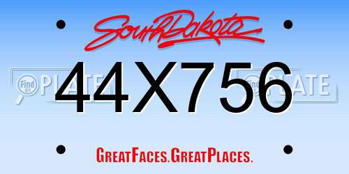 44X756 South Dakota License Plate
