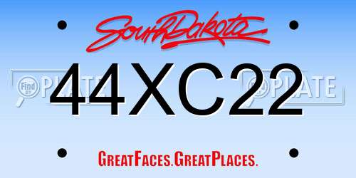 44XC22 South Dakota License Plate