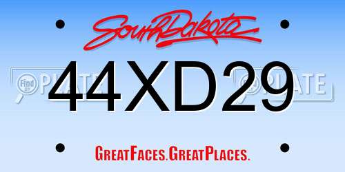 44XD29 South Dakota License Plate