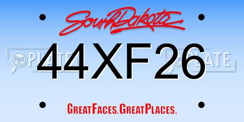44XF26 South Dakota License Plate