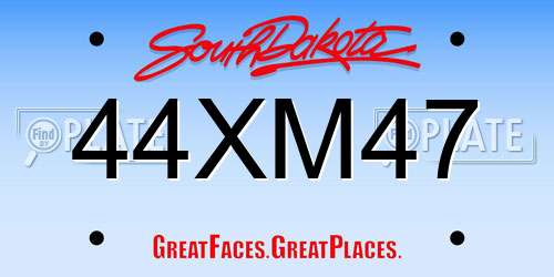 44XM47 South Dakota License Plate