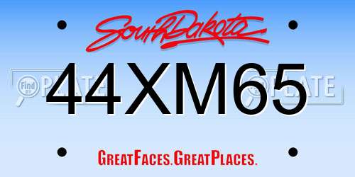 44XM65 South Dakota License Plate