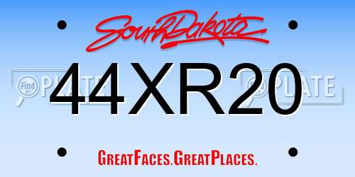 44XR20 South Dakota License Plate