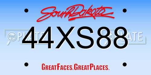 44XS88 South Dakota License Plate