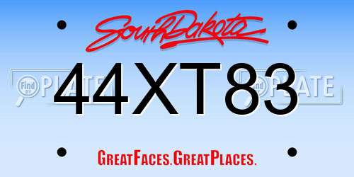 44XT83 South Dakota License Plate