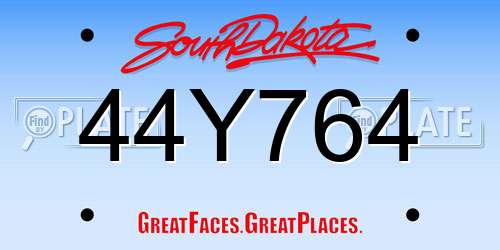 44Y764 South Dakota License Plate