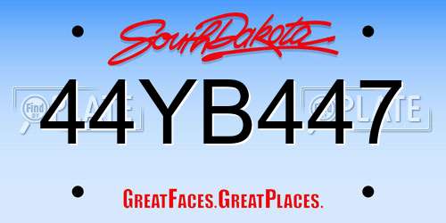 44YB447 South Dakota License Plate