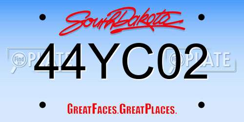 44YC02 South Dakota License Plate