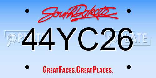 44YC26 South Dakota License Plate