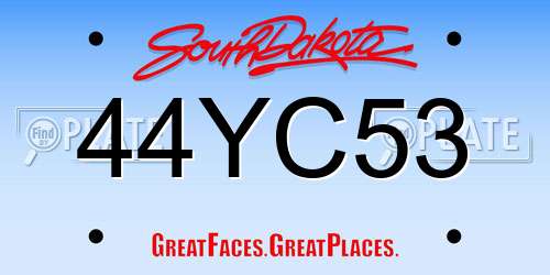 44YC53 South Dakota License Plate