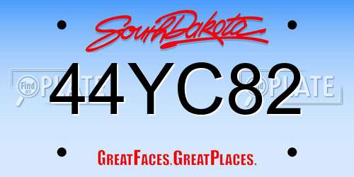 44YC82 South Dakota License Plate