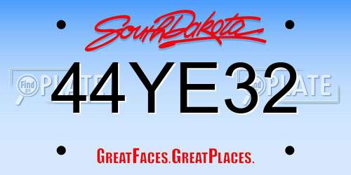44YE32 South Dakota License Plate