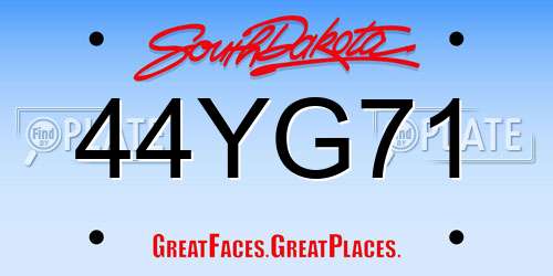 44YG71 South Dakota License Plate
