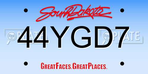 44YGD7 South Dakota License Plate