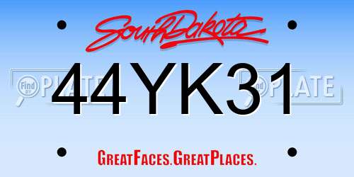 44YK31 South Dakota License Plate
