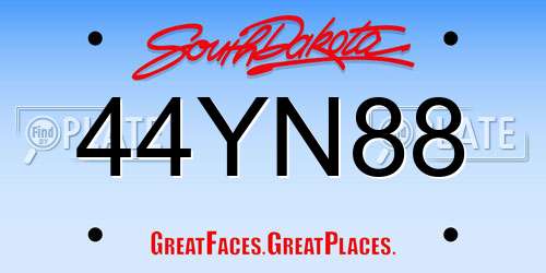 44YN88 South Dakota License Plate