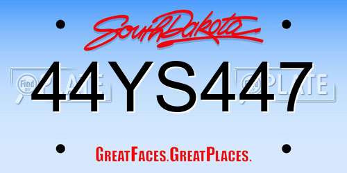 44YS447 South Dakota License Plate