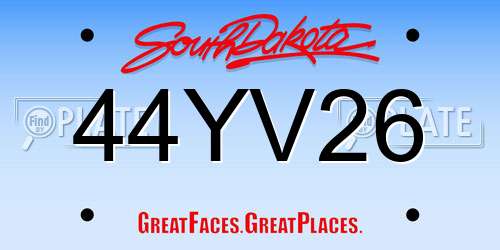 44YV26 South Dakota License Plate