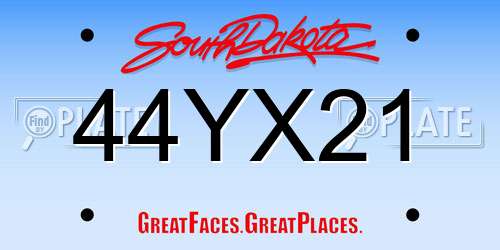 44YX21 South Dakota License Plate