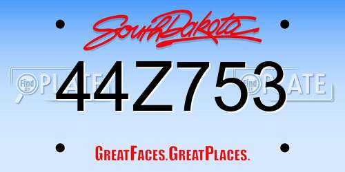 44Z753 South Dakota License Plate