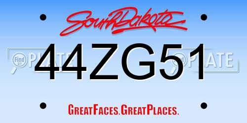 44ZG51 South Dakota License Plate