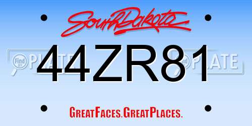 44ZR81 South Dakota License Plate