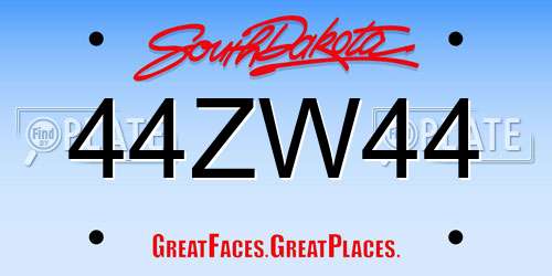 44ZW44 South Dakota License Plate