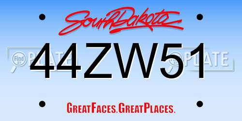 44ZW51 South Dakota License Plate