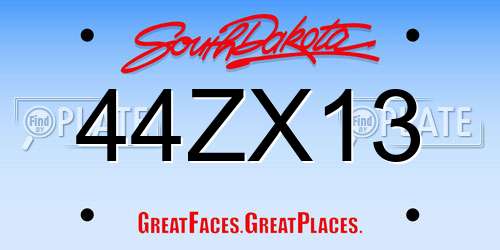 44ZX13 South Dakota License Plate