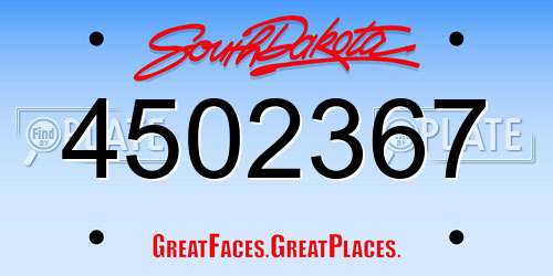 4502367 South Dakota License Plate