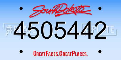 4505442 South Dakota License Plate