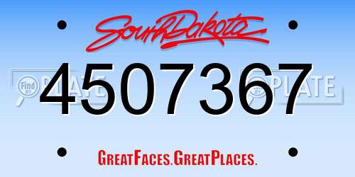 4507367 South Dakota License Plate