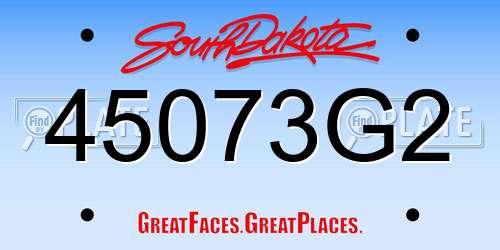 45073G2 South Dakota License Plate