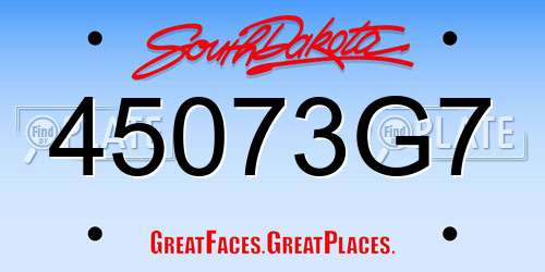 45073G7 South Dakota License Plate