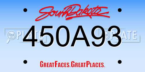 450A93 South Dakota License Plate