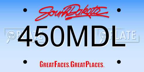450MDL South Dakota License Plate