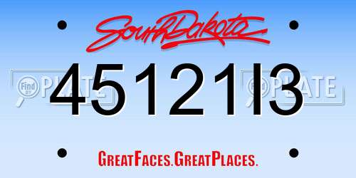 45121I3 South Dakota License Plate