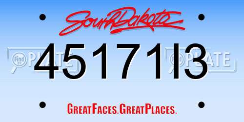 45171I3 South Dakota License Plate