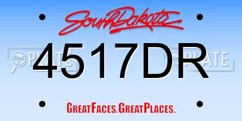 4517DR South Dakota License Plate